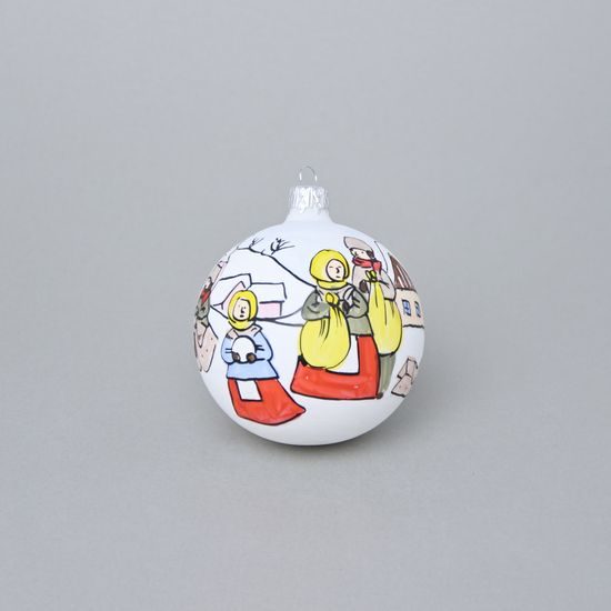 Christmas Tree Decoration Ball "Czech Winter 1918", 7,5 cm, Decor n. 2, Hand-decorated