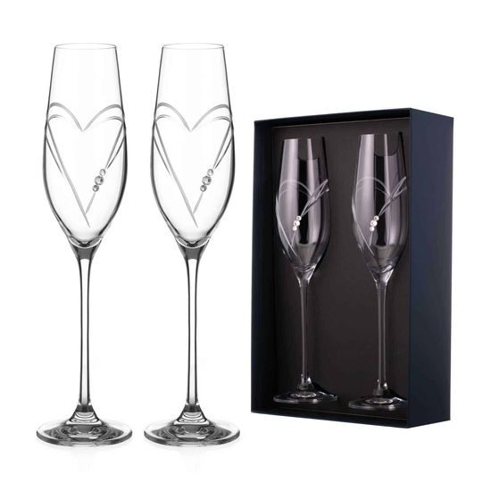 Srdce - set 2 sklenic na sekt 210 ml, Krystaly Swarovski, DIAMANTE