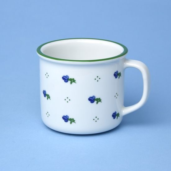 Hrnek Retro 350 ml, modré kvítí + zelená, G. Benedikt 1882