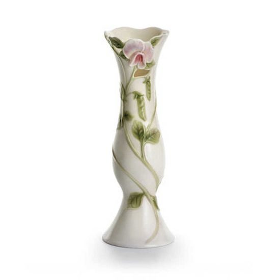 SWEET PEA DESIGN SCULPTURED porcelain vase 18,4 cm, FRANZ porcelain