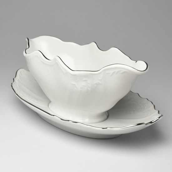 Sauce boat 500 ml, Thun 1794 Carlsbad porcelain, BERNADOTTE platinum