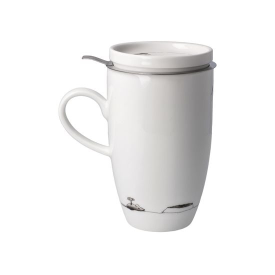 Cup with strainer and lid Just Relax 450ml, Fine Bone China and metal, P. Schnellhardt, Goebel