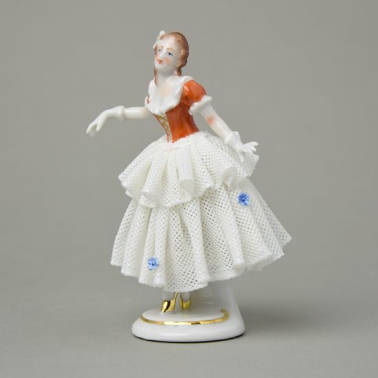 Dancer with lace 8 x 6 x 12 cm, Kurt Steiner, Porcelain Figures Unterweissbacher