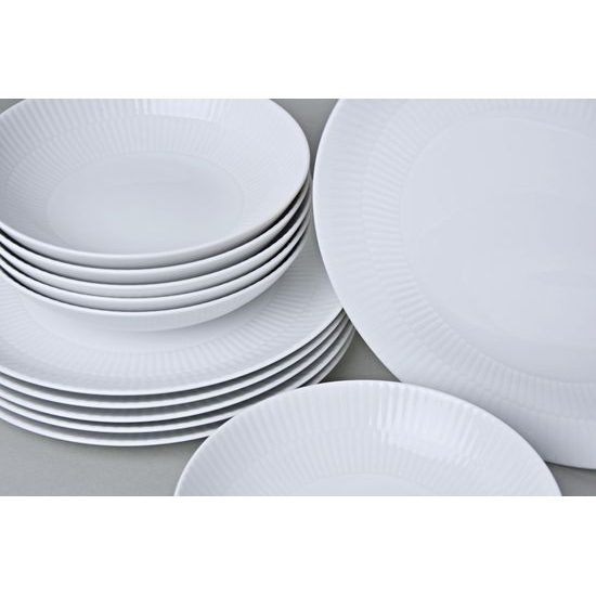 Talířová souprava 12 ks, mělké 27,5 cm + hluboké 21 cm, Amina bílá, porcelán Seltmann