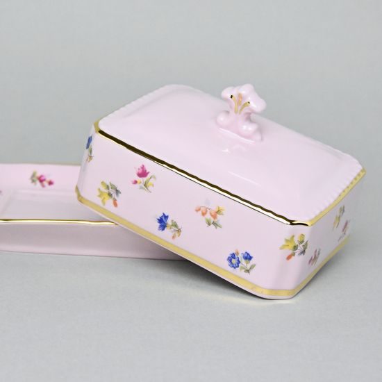 Butter dish for 250 g butter, Leander, decor 3051, rose china