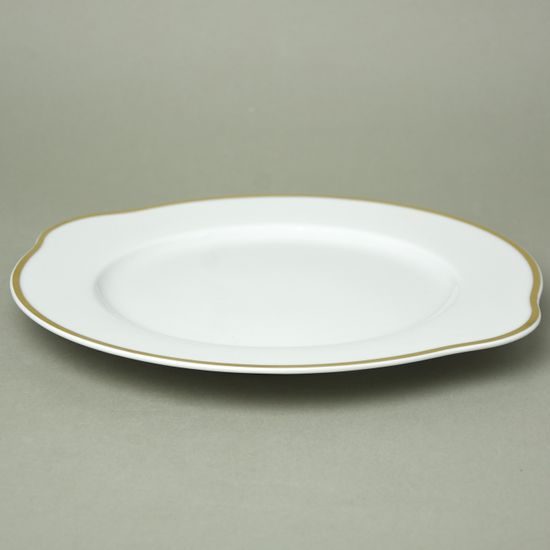 Opal gold: Cake plate with handles 27 cm, Thun 1794, karlovarský porcelán