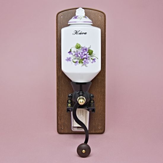 Kávomlýnek závěsný s nápisem 34 cm, fialky, Český porcelán a.s.