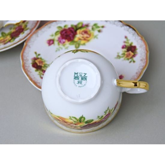 Šálek 200 ml a podšálek 15 cm, dekor "Cikánská růže", 2 ks., Stará Role Moritz Zdekauer