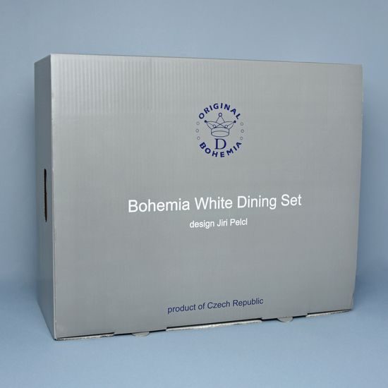 Bohemia White DECOR, Jídelní souprava pro 6 osob, design Pelcl, Český porcelán a.s.