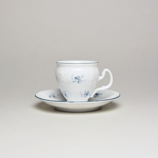 Espresso cup and saucer 75 ml / 12 cm, Thun 1794 Carlsbad porcelain, BERNADOTTE blue flower