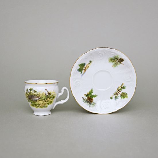 Šálek a podšálek Espresso 75 ml / 12 cm, Thun 1794, karlovarský porcelán, BERNADOTTE myslivecká