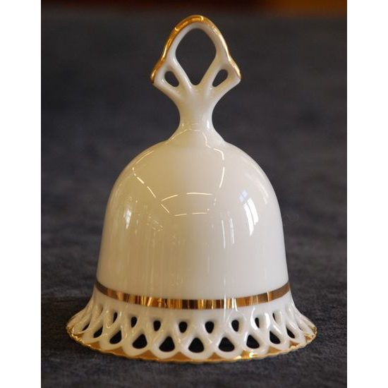 Zvonek 10 cm bílý, Byzant 404b, Růžový porcelán z Chodova