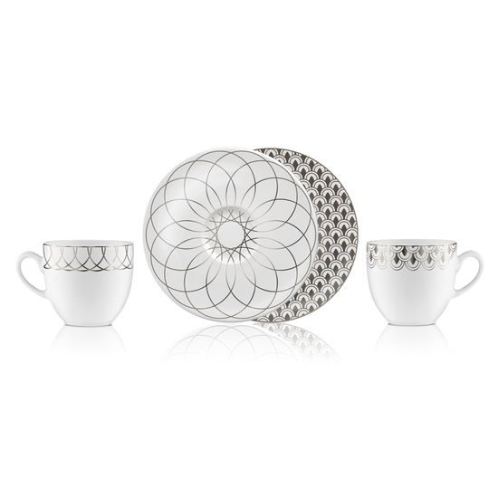 Coffeecups set 2 First Platin 200ml, porcelain, Goebel
