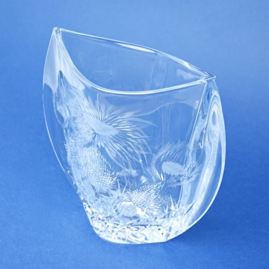 Crystal Hand Cut Vase ORBIT- Thistle decor, 240 mm, Crystalite BOHEMIA