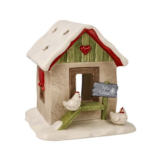 Candle holder Snowed-in Chicken Coop 14.5 / 16.5 / 15.5 cm, stoneware, Goebel