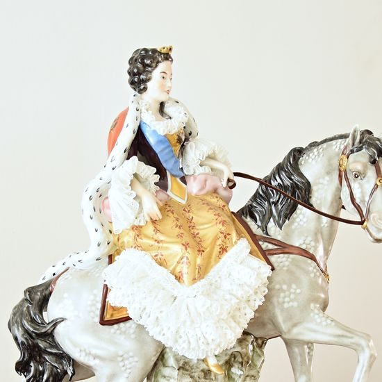 Kateřina II. na koni, 33 x 20 x 40 cm, Porcelánové figurky Gläserne Porzellanmanufaktur