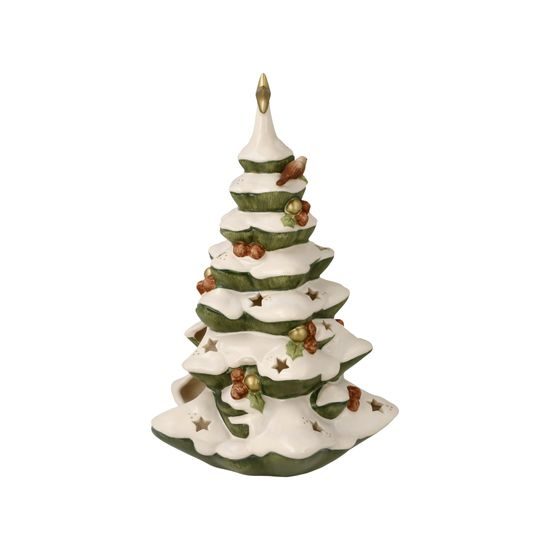 Figurka Vánoční strom ve vesnici 12,5 / 13 / 19,5 cm, kamenina, Goebel