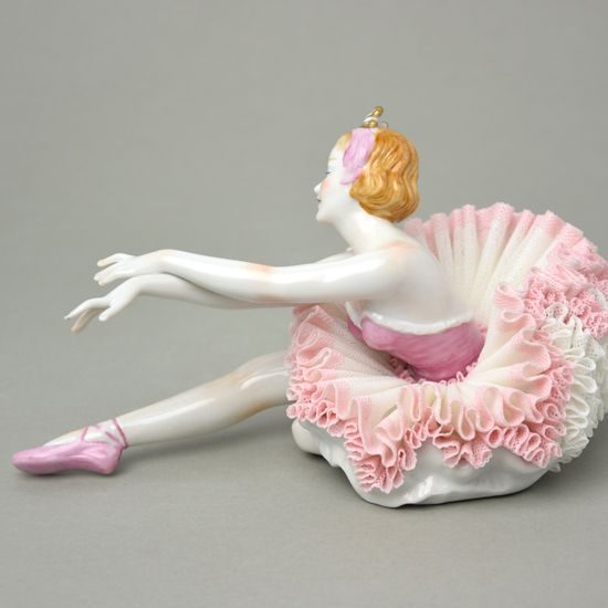 Ballerina with lace 21 x 13 x 12 cm, Kurt Steiner, Porcelain Figures Unterweissbacher