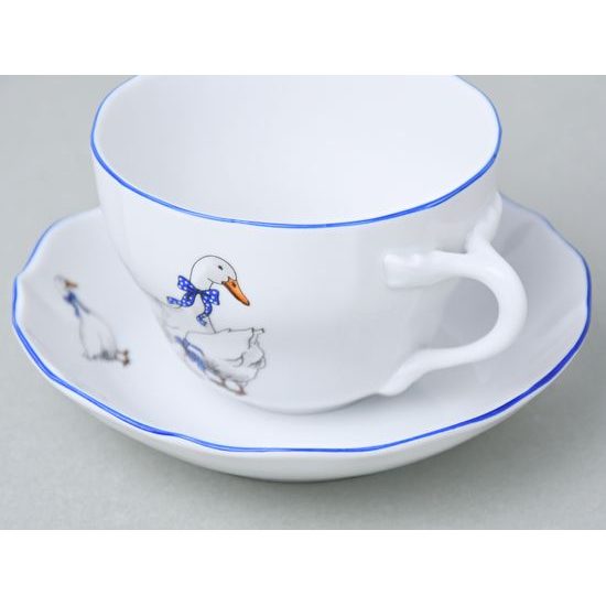 Šálek a podšálek B + B 0,21 l / 14 cm na kávu, Český porcelán a.s., husy