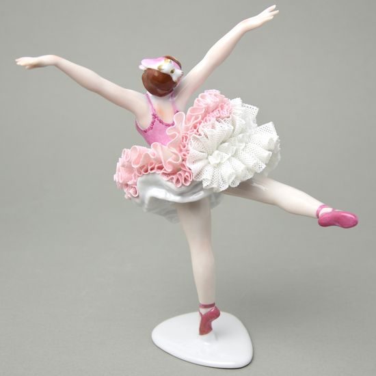 Ballerina with lace 18 x 12 x 23 cm, Kurt Steiner, Porcelain Figures Unterweissbacher