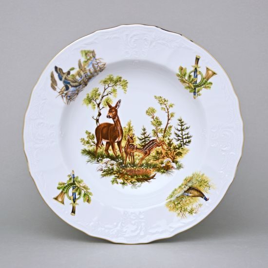 Plate deep 23 cm set of 6 pcs., Thun 1794 Carlsbad porcelain, BERNADOTTE hunting
