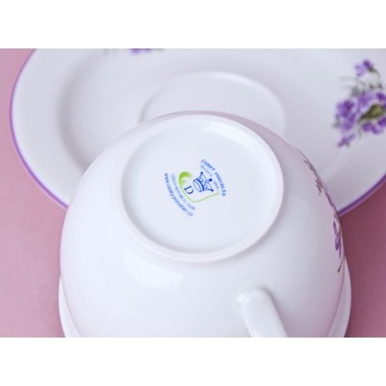 Olga: Cup 400 ml breakfast and saucer 19 cm, Violet, Český porcelán a.s.