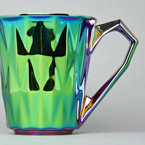 Hrnek Maxi Diamond Titanum, zeleno duhová a platina, 550 ml, porcelán Goldfinger