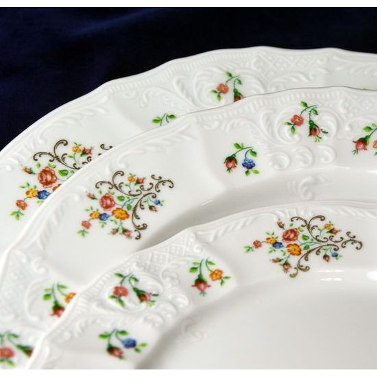 Plate set for 6 pers., Thun 1794 Carlsbad porcelain, BERNADOTTE flowers with gold