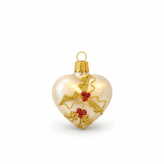 Christmas Tree Decoration Heart, Champagne, Czech Glass christmas decorations