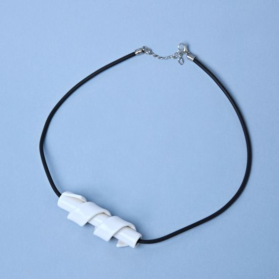 Náhrdelník: Spiralis 7 cm, černá pryž, Porcelánové šperky Ateliér Mallys