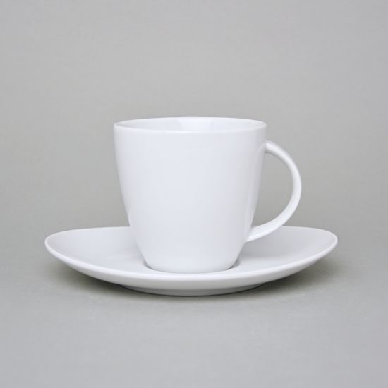 Cup 220 ml  plus  saucer 160 mm, Thun 1794 Carlsbad porcelain, Loos white