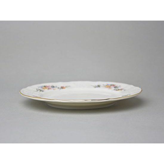 Plate dessert 19 cm, Thun 1794, karlovarský porcelán, BERNADOTTE ivory + flowers + golden line