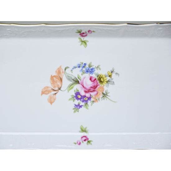 Tray square 37 cm, Thun 1794 Carlsbad porcelain, BERNADOTTE Meissen Rose