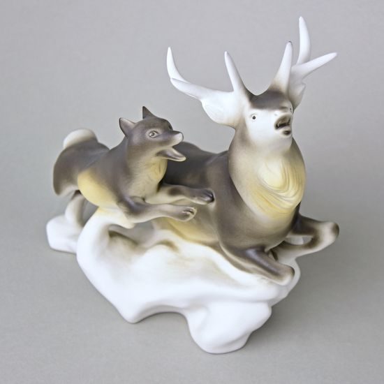 Hunting 26,5 x 12 x 22 cm, Pastel, Porcelain figures Duchcov