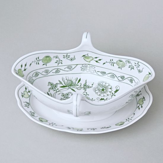 Sauceboat oval with stand 550 ml, Green Onion Pattern, Cesky porcelan a.s.