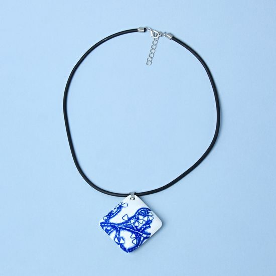 Necklace: Hollow Pillow 40 mm, Flowering Cactus, Porcelain Jewels Studio Mallys