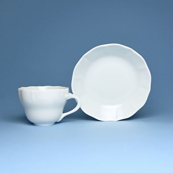 Cup 120 ml and saucer, white porcelain, Český porcelán a.s.