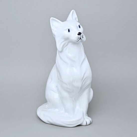 Kočka Bílá 22,5 x 17 x 34 cm, Luxor, Porcelánové figurky Duchcov