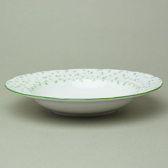 Plate deep 23 cm, Thun 1794, karlovarský porcelán, Natálie green flowers