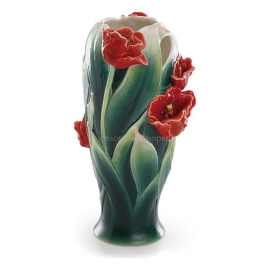 Tulip design sculptured porcelain vase 25 cm, FRANZ Porcelain