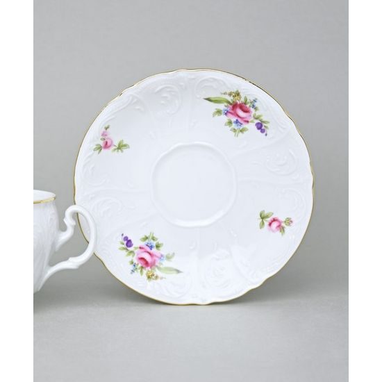 Podšálek kávový 14 cm, Thun 1794, karlovarský porcelán, BERNADOTTE míšeňská růže