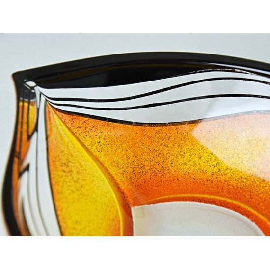 Studio Miracle: Mísa Slza oranžovo-žlutá, 25,5 x 21,5 cm, ruční dekorace Vlasta Voborníková