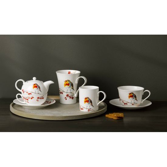 Robin: Cup 420 ml plus saucer breakfast Robin, Roy Kirkham fine bone china