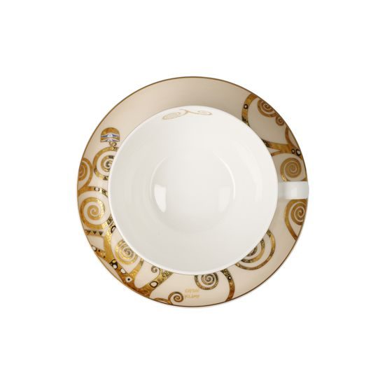 Šálek a podšálek Polibek, 500 ml / 19 cm, jemný kostní porcelán, G. Klimt, Goebel