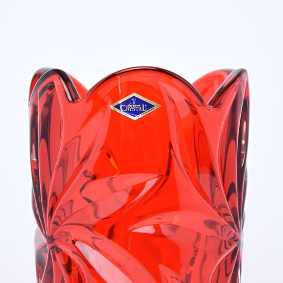 Skleněná váza Flora Red, 28 cm, Aurum Crystal