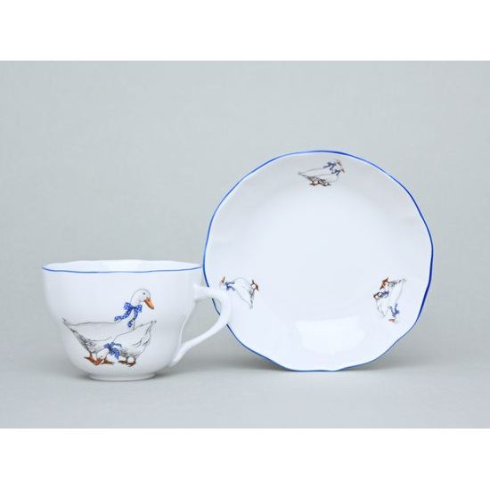 Šálek a podšálek B + B 0,21 l / 14 cm na kávu, Český porcelán a.s., husy