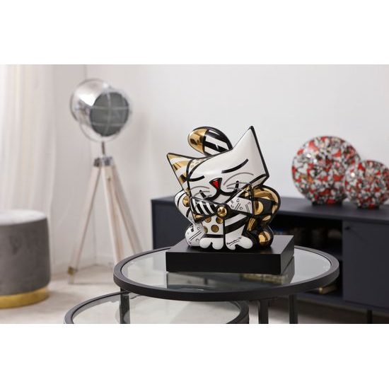 Figurine Romero Britto - Golden Cat, 25 / 21 / 31 cm, Porcelain, Goebel