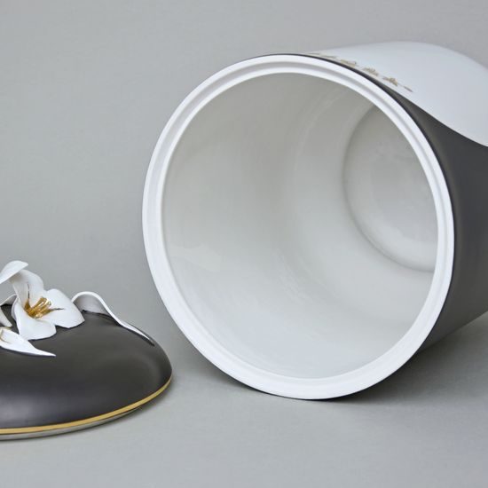 Pouzdro na urnu 27 x 19,5 cm, Černý fond + zlato, Porcelán Duchcov