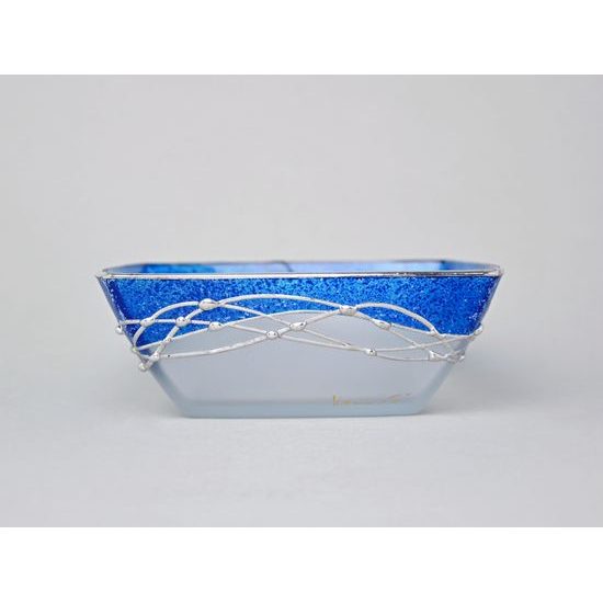 Studio Miracle: Miska modrá - cín, 16 cm, ruční dekorace Vlasta Voborníková