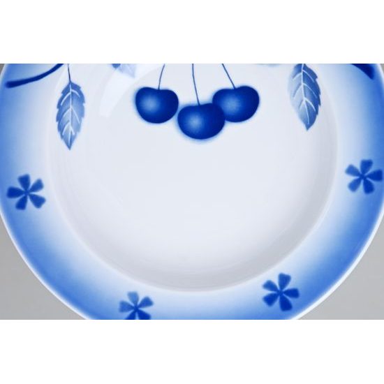 Plate deep 23 cm, Thun 1794 Carlsbad porcelain, BLUE CHERRY